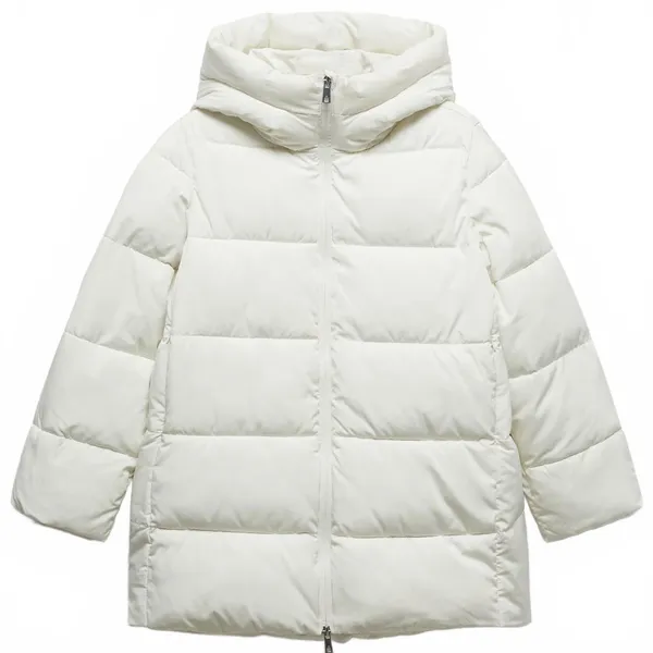 Mango Hood Quilted Coat Puffer Jacket Off White NWT 2XL - Image 2