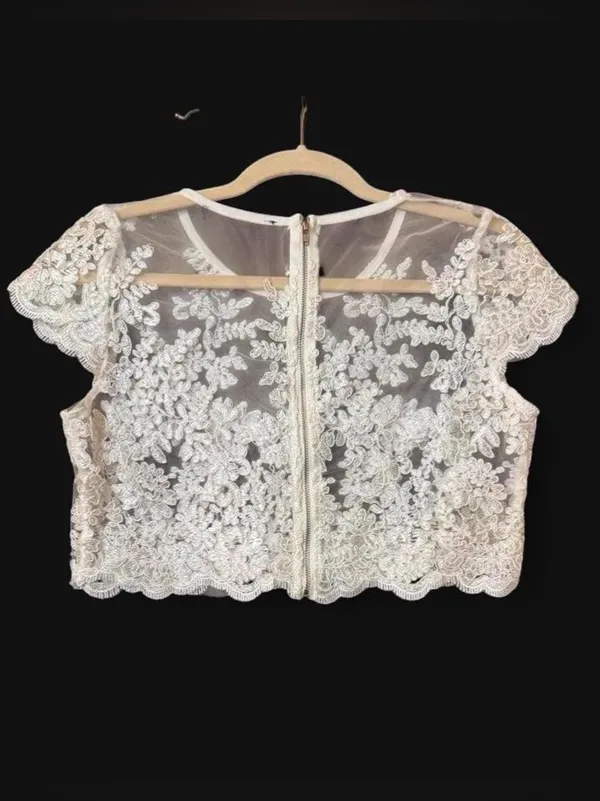 Ivory Boho Bridal Crop Top Wedding Lace Top - Image 4
