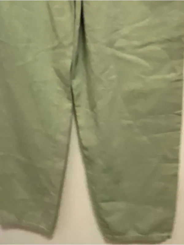 Zara Womens Pants S Small Olive Sage Green Paperbag Waist Light Denim Casual - Image 6