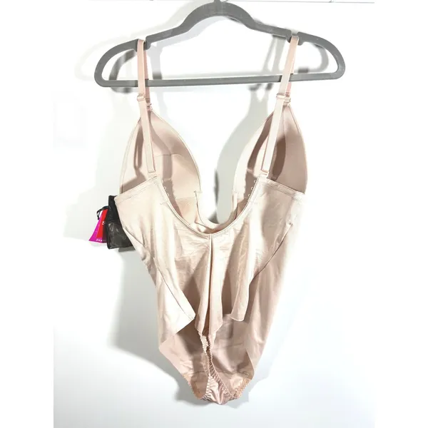 Spanx Suit Your Fancy Plunge Low-Back Thong Bodysuit Champagne Beige Medium - Image 7