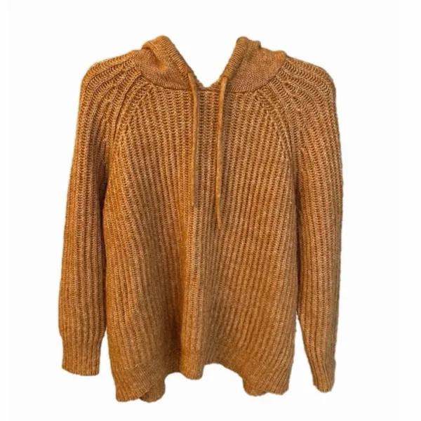 Aerie Brown Ribbed Knit Hoodie Sweater Oversized Soft Cozy Pullover Size M - Image 8