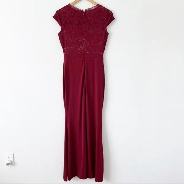 REPHYLLIS Maroon Retro Floral Lace Vintage Wedding Maxi Formal Long Dress - Image 12