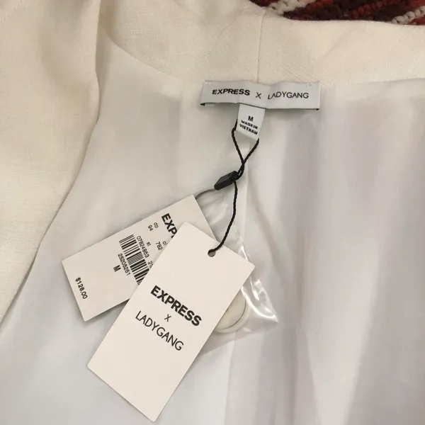 NWT Express X LadyGang White Puff Sleeve Double Breasted Blazer Dress - Image 3