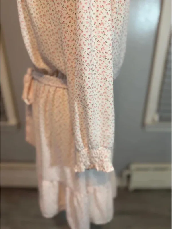 Sweet Rain Floral Mini Dress Cottagecore Tie Waist Ruffle Long Sleeve XL - Image 5