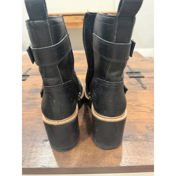 Blondo Reno Waterproof Moto Lug Sole Boots Womens 9 Black Leather Grunge‎ - Image 8