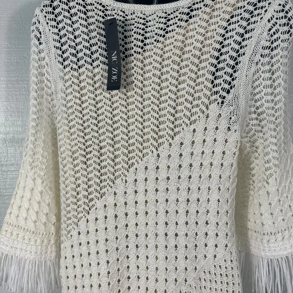 Nic + Zoe Womens Beach Strool Knit Fringe Casual Dress Ivory Size Small NWT - Image 10