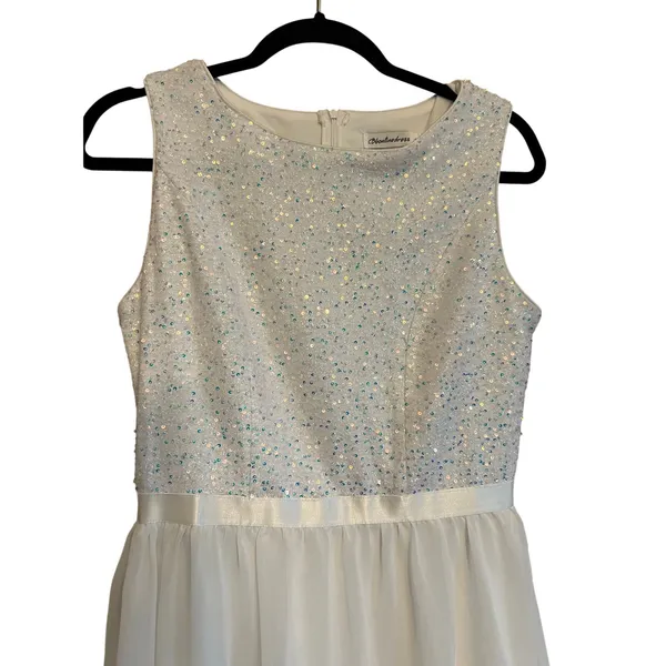 Amazon Bbonlinedress White Sequin Sleeveless Dress Baptism Bride Bridal Mini Womens S - Image 2