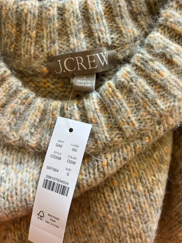 NWT J. Crew Speckled heather oat Relaxed Wool/Alpaca blend crewneck pullover Sma - Image 3