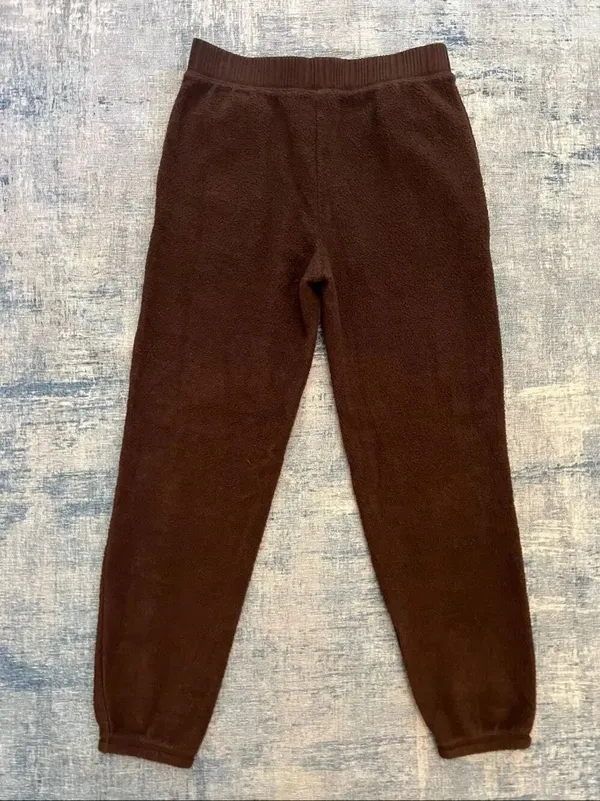Auden Brown Cozy Faux Shearling Fleece Teddy Jogger Pants Small - Image 2
