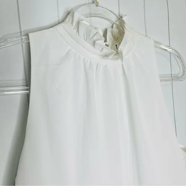TCEC White Twirl Around Tier Mini Dress Halter Sleeveless Bridal Shower Spring S - Image 4