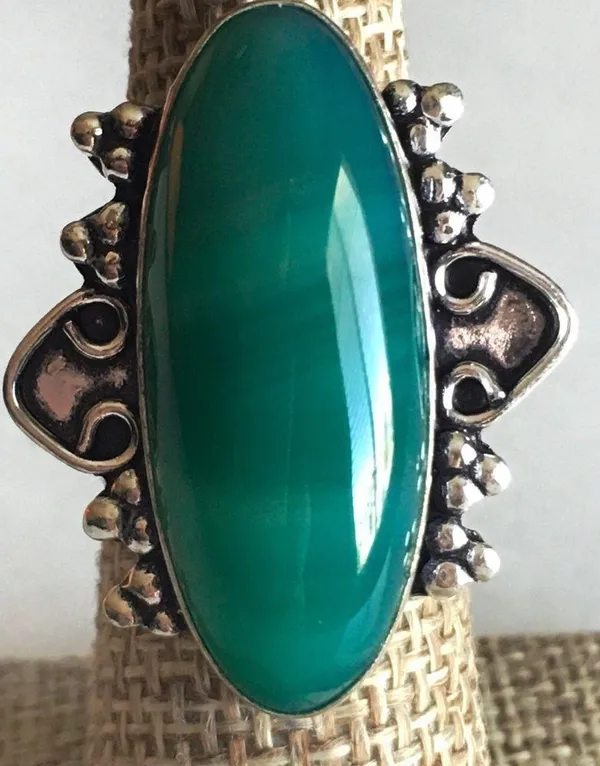 Handmade Botswana Agate Stone Ring Size 6 - Image 12