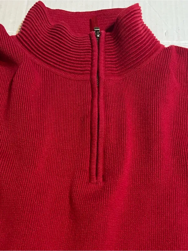 Ralph Lauren 100% cotton red 1/4 zip sweater small VTG Mock-neck knit classic - Image 8