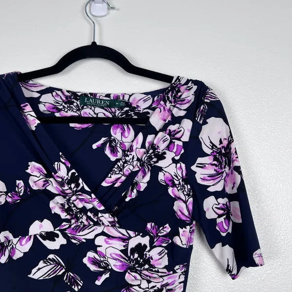 Ralph Lauren Women's Faux Wrap Dress Floral Sz 2P - Image 3