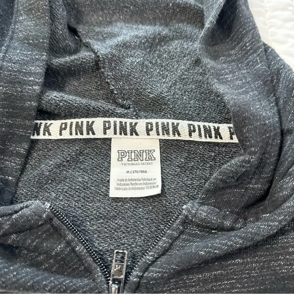 PINK Victoria's Secret Charcoal Hoodie with Logo - Image 13