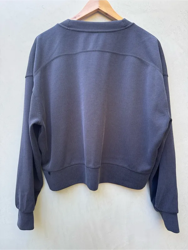 Lululemon Softstreme Perfectly Oversized Cropped Crew Washed Black/Grey M - Image 2