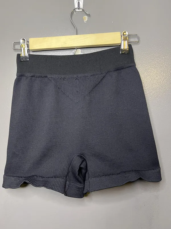 FP Movement Shorts Womens M/L Black Ribbed Knit High Rise Elastic Waist Yoga - Image 3