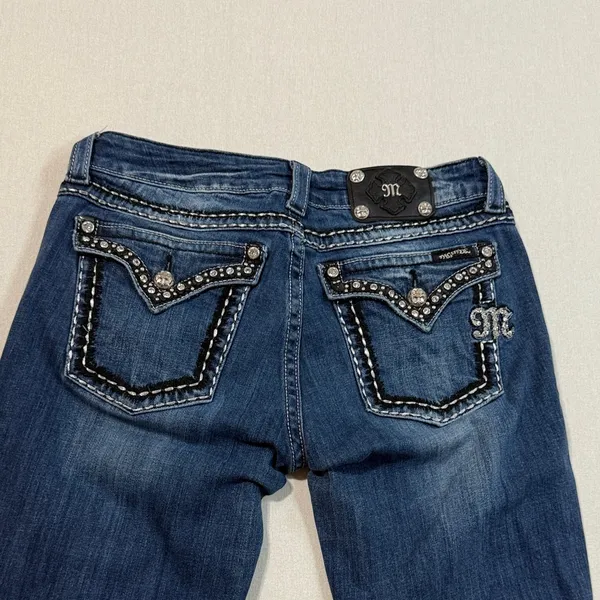 Miss Me Indigo Boot Cut Jeans with Studded Accents - Image 3
