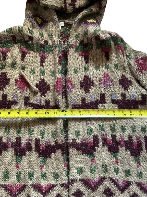 J.Jill Lenox hooded cardigan sweater geometric fair isle relaxed front pockets - Image 6