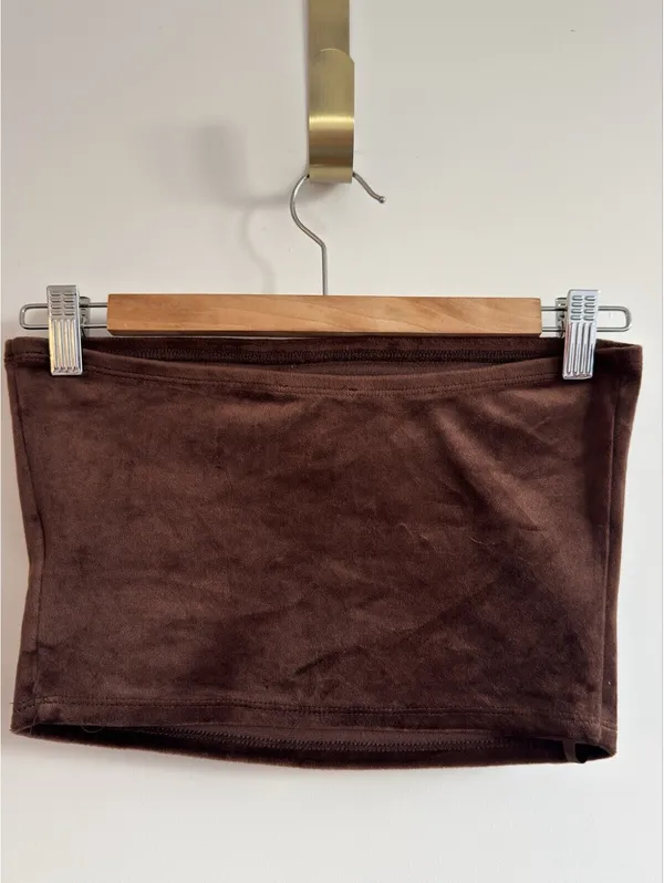 Juicy Couture Aeropostale Brown Velour Rhinestone Tube Top Y2K Size Small - Image 5