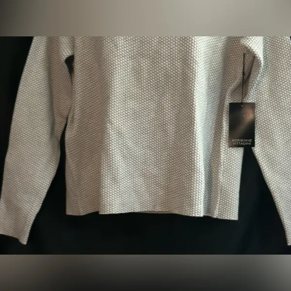 Adrienne Vittadini Heather Light Gray Textured Mock Cowl Sweater Women’s MD NWT - Image 4