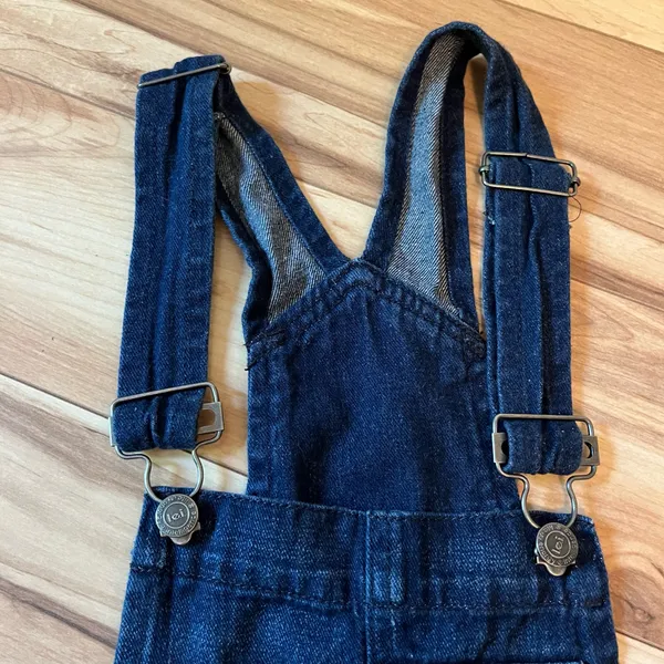 L.E.I. Y2K Denim Shortalls Women’s Sz Med Overalls Bib Shorts Boho 2012 Grunge - Image 4
