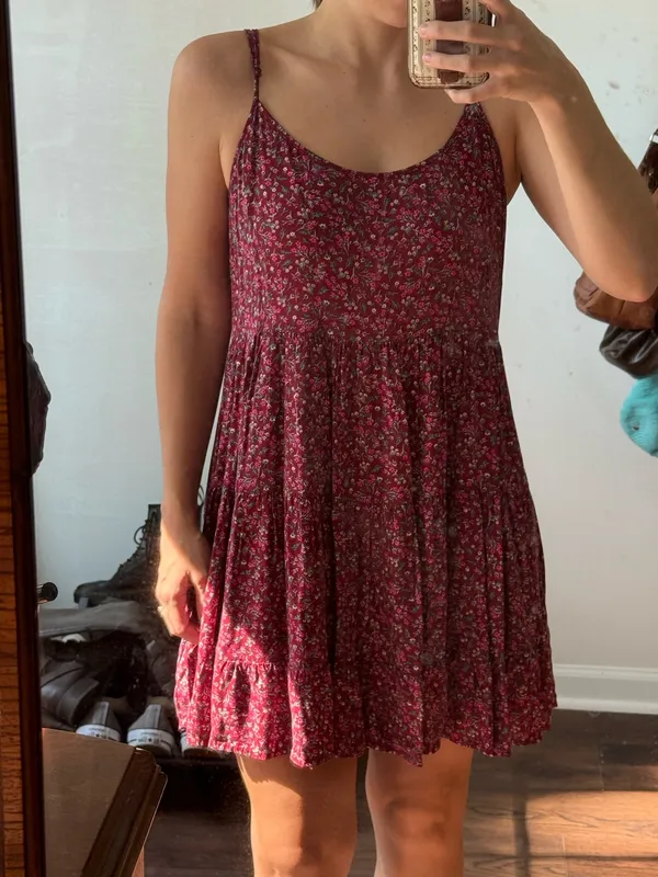 Xhilaration Burgundy Floral Dress - Image 2