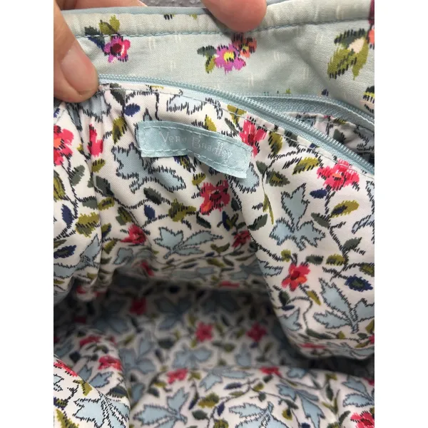 Vera Bradley Quilted Cotton Tote Bag Light Blue Floral Shoulder Bag Handbag - Image 5