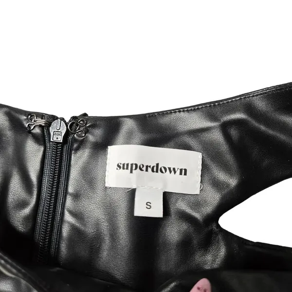 Superdown Black Faux Leather‎ Sia Cutout Pants - Image 4