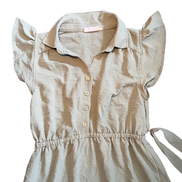 Lucky Brand Sage Green Flutter Sleeve Midi Dress Tiered Ruffle Hem‎ Womens Small - Image 2