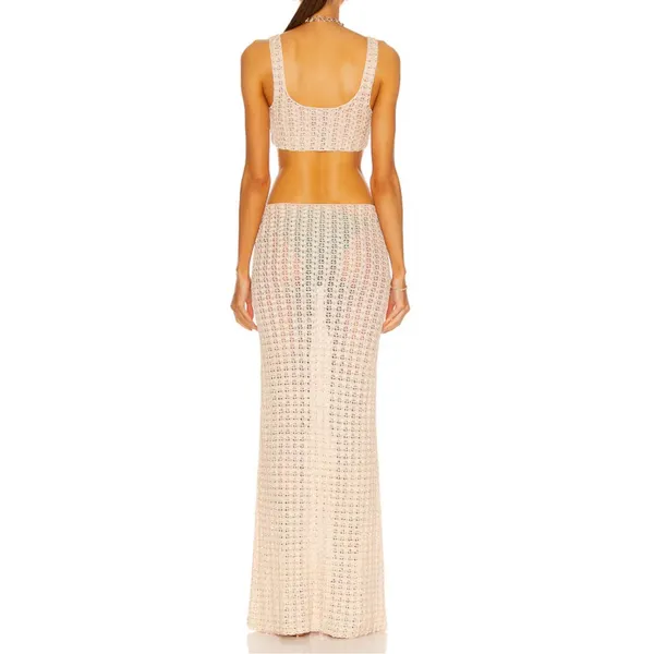 Cult Gaia Tyra Crochet Dress‎ In Beige Cut Out Size Small - Image 2