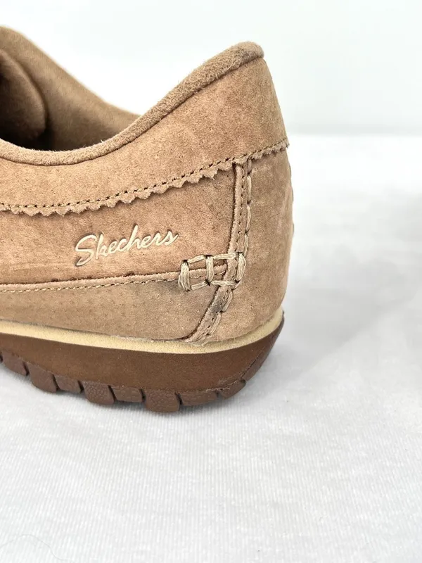 Skechers Relaxed Fit Suede Leather Oxford Sneakers Tan DSCH 44703 Women Size 6 - Image 9