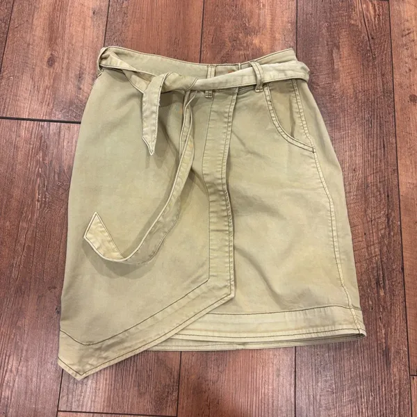 Anthropologie Pilcro And The Letterpress Wrap Green Khaki Chino Skirt Size 2 - Image 2