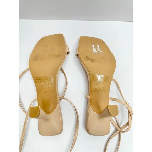 Open Edit Sandals‎ Size 9.5 Tan Robyn in Natural Square Toe Heels - Image 9