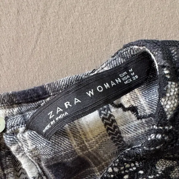 Zara Plaid Lace Ruffled Top - Image 7