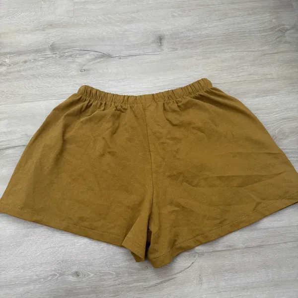 Zara Green/Brown Linen Shorts - Image 5
