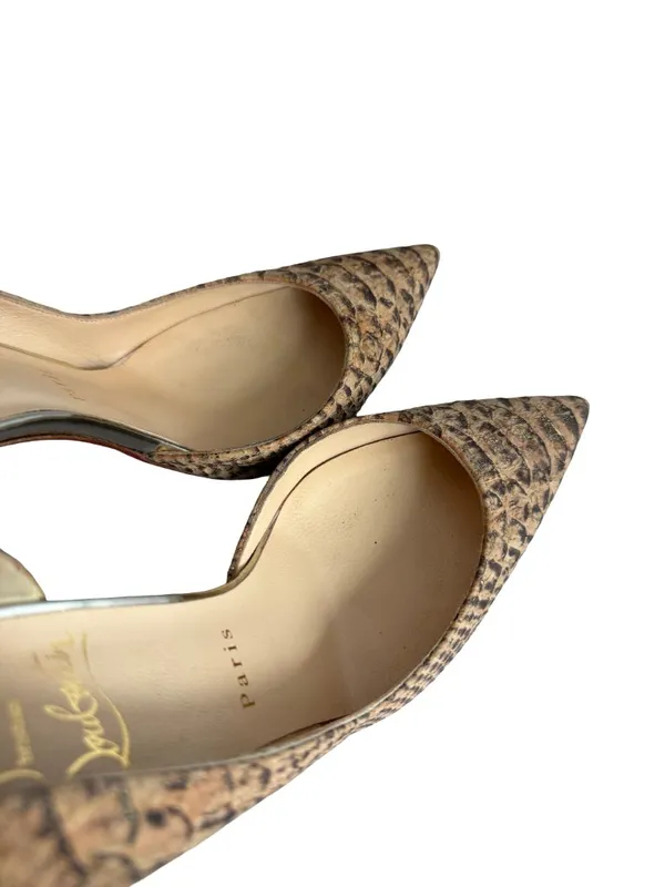 Christian Louboutin Iriza Tan Brown Python Embossed Pointed Toe D Size 7 Women's - Image 9