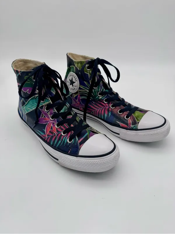 Converse Chuck Taylor High Top Tropical Floral Palm Sneakers Mens 8 Womens 10 - Image 5