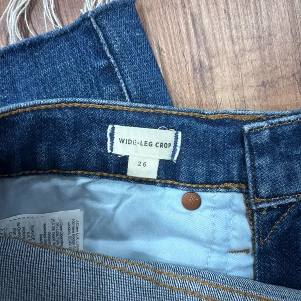 Madewell Wide-Leg Crop Jeans in Marsing Wash: Raw-Hem Edition Womens Sz 26 $128 - Image 6