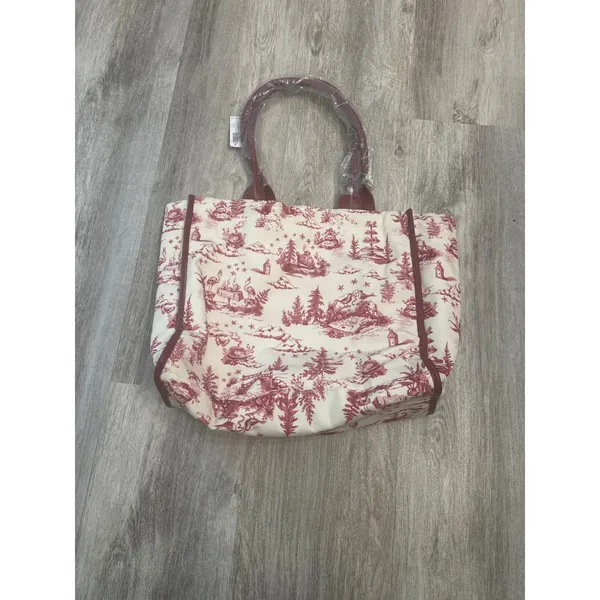 Soma Enchanted Tote Champagne Red Toile Winter Scene Canvas Bag New - Image 2