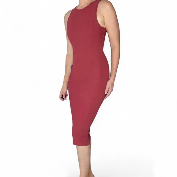 Lululemon Maroon Ribbed BodyCon Open Back Sleeveless Dress - Image 2