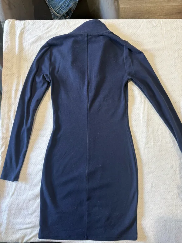 Sunday Best Navy Long-Sleeve Zip-Front Knit Dress - Image 5
