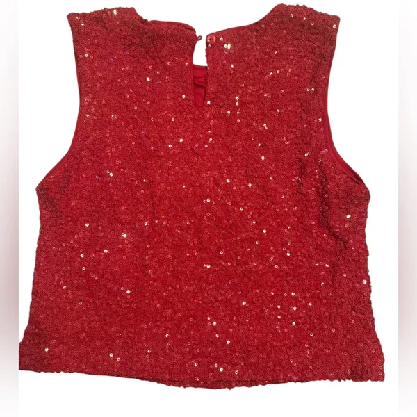 Cupcakes & Cashmere Red Sequin Top Size XS - Image 3