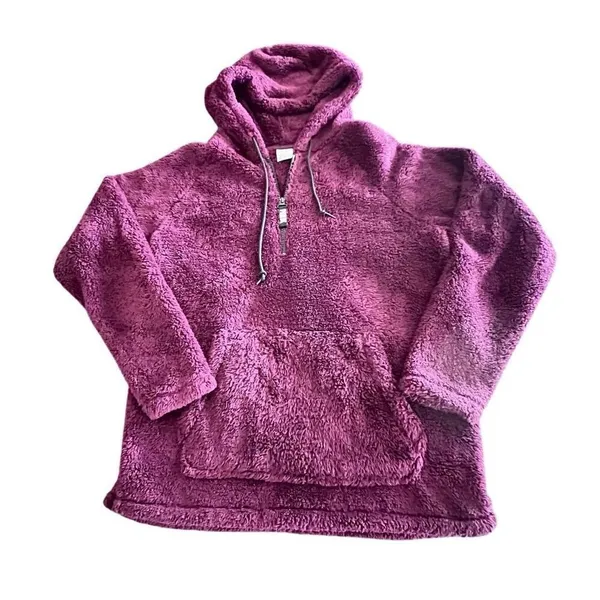 PINK - Victoria's Secret PINK Maroon Fuzzy Sherpa Pullover size M - Image 6