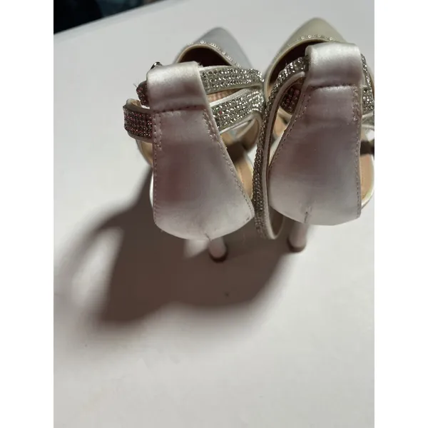 Unbranded Satin‎ Pumps Women 9 Champagne Rhinestone D'Orsay Bridal Formal Heels - Image 4