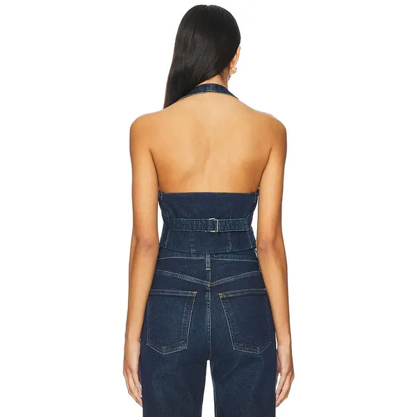 Good American Denim Halter Vest Indigo724 Size S NWT - Image 2