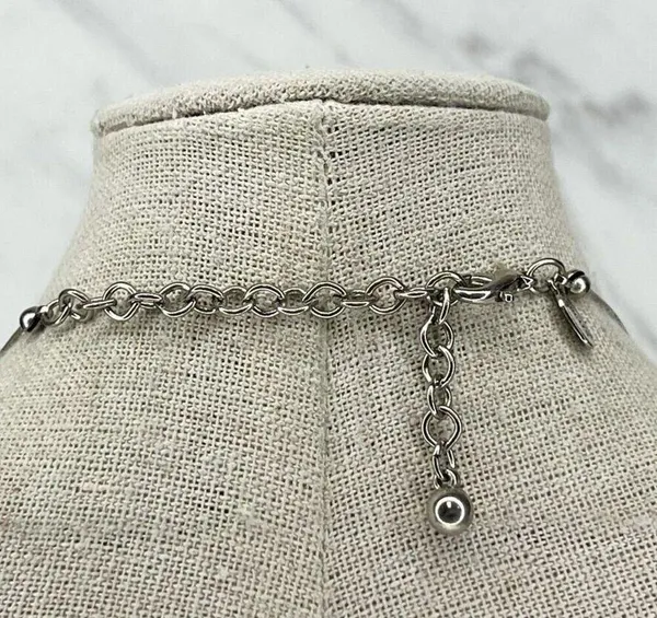 Chico's Silver Tone Wire Rhinestone Bib Necklace - Image 6