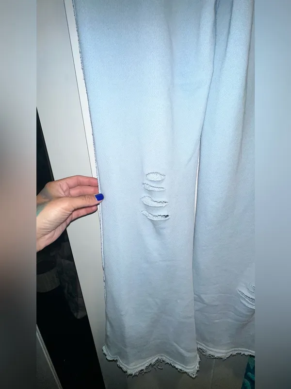 Vintage Havana Est 1954 Distressed Powder Blue Flare Sweatpants - Image 4