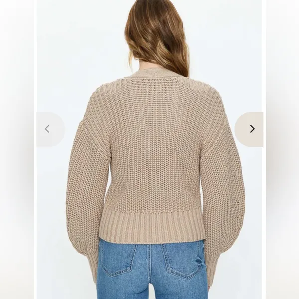New Pistola cotton knit Mallory Curved Sleeve Cardigan, sable tan cropped small - Image 3