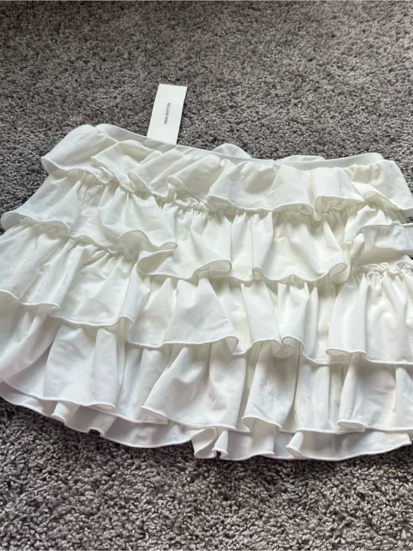 Urban Outfitters White Tiered Ruffle Mini Skirt - Image 2