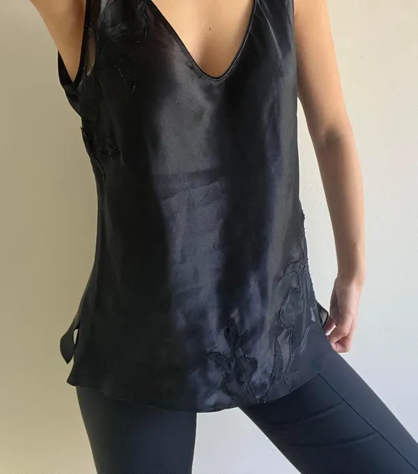 Oscar de la Renta Black Silk Vintage Tank Top - Image 4